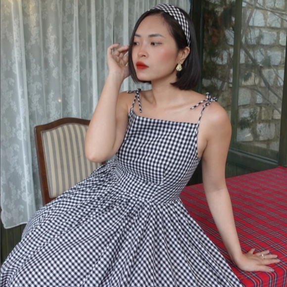 Square Neck Gingham Custom-Made Dress - Picture 3 of 5